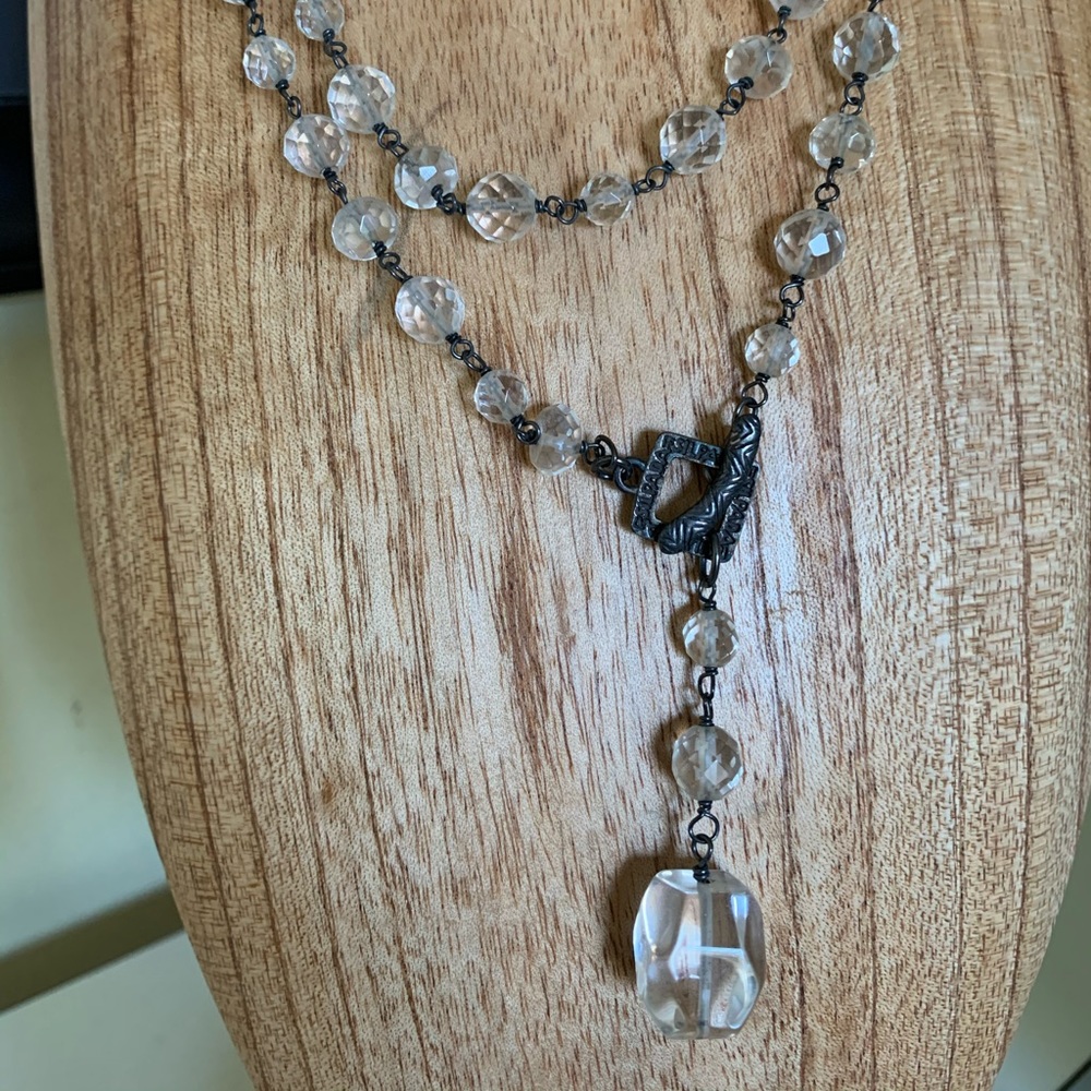 Silpada Glass Bead Lariat Long Necklace 35" 925 Sterling Silver